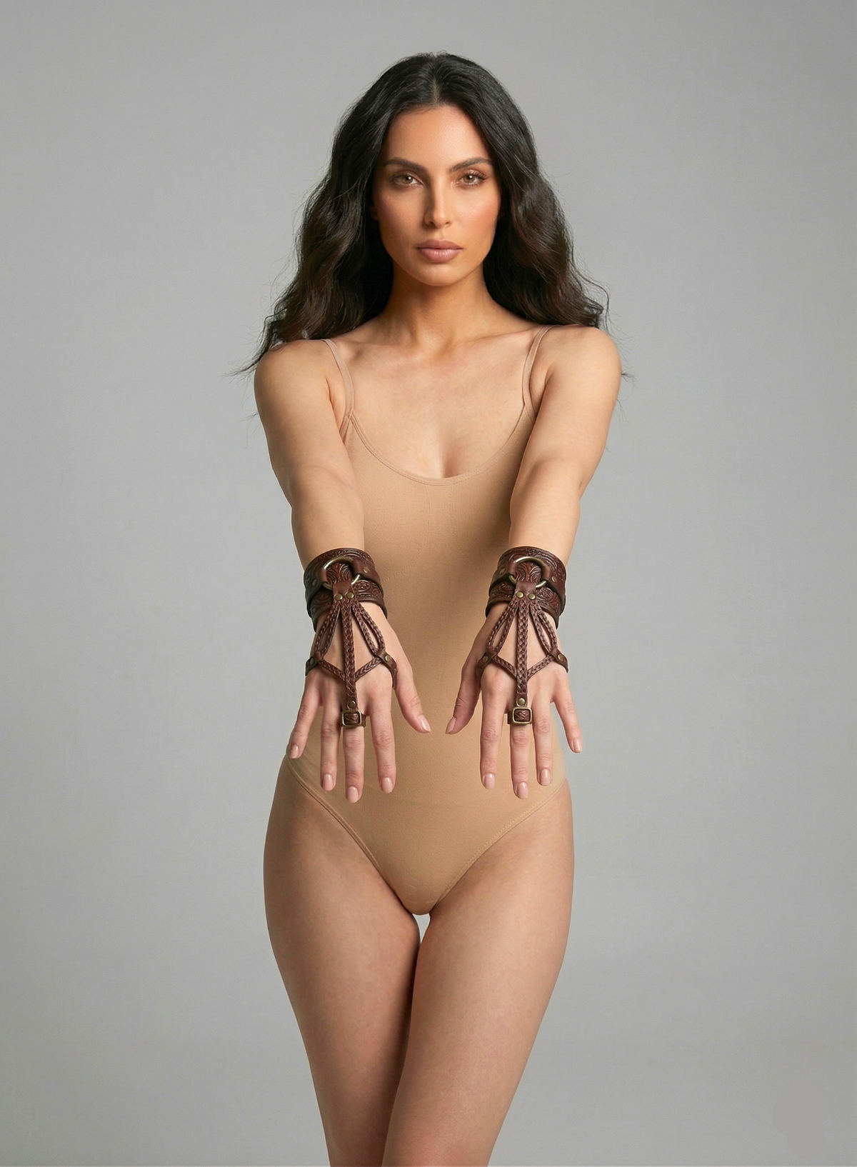 Victorian Faux Leather Hand Harness product view by Lunarness