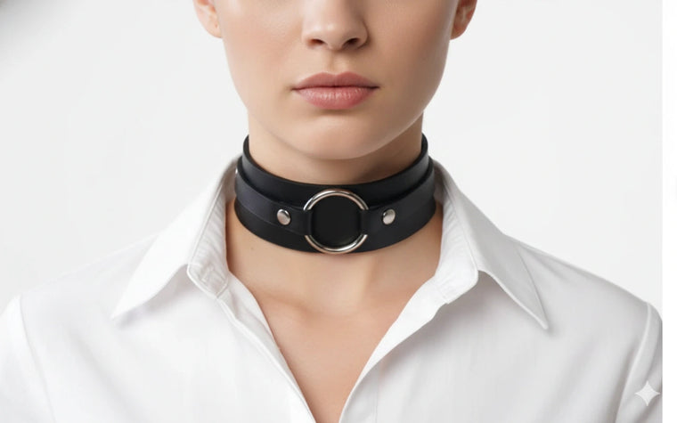 Wide O-Ring faux leather Collar - Statement Day Collar Choker - faux leather choker collar by Lunarness