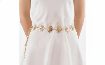 Sunflower Waist Chain Belt - Gold Daisy Flower Belly Chain Boho - front view