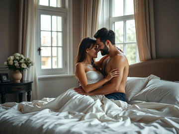 Romantic couples boudoir photography setting