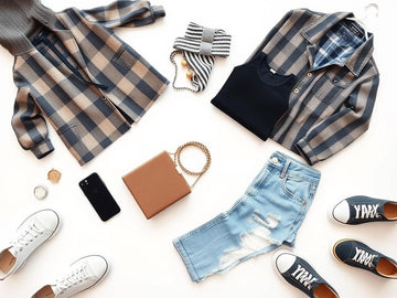 Trendy outfit flatlay styling photography