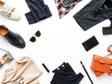 Trendy outfit flatlay styling photography