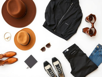 Trendy outfit flatlay styling photography