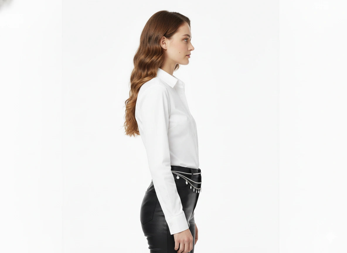 Layered Waist Chain Belt with Coin Charms - Silver Belly Chain - detail view