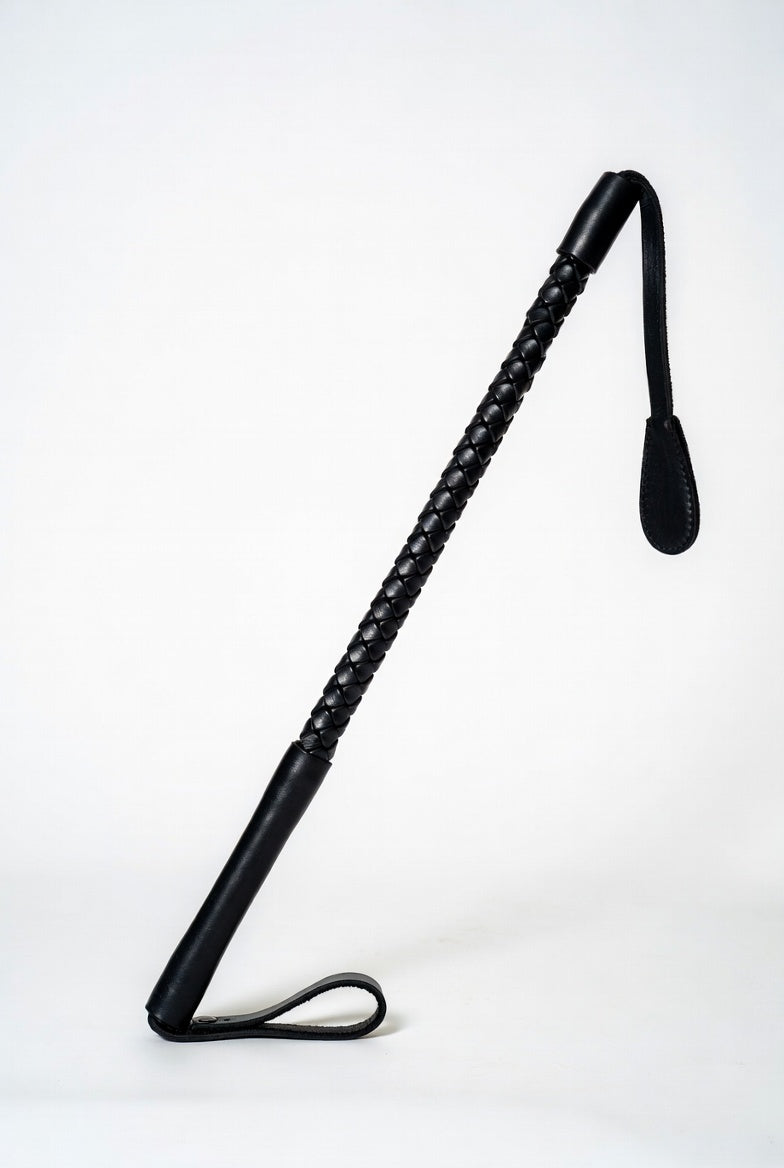 Braided leather riding crop whip for BDSM discipline play