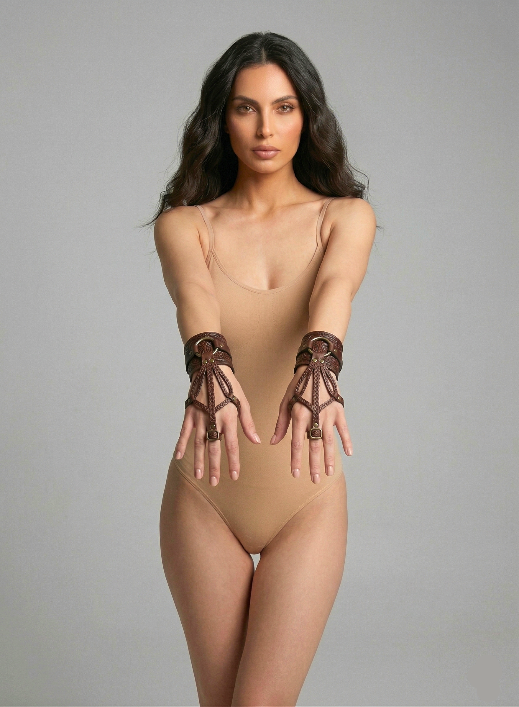Victorian Faux Leather Hand Harness product view by Lunarness