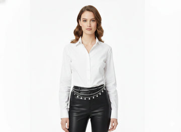 Layered Waist Chain Belt with Coin Charms - Silver Belly Chain - front view