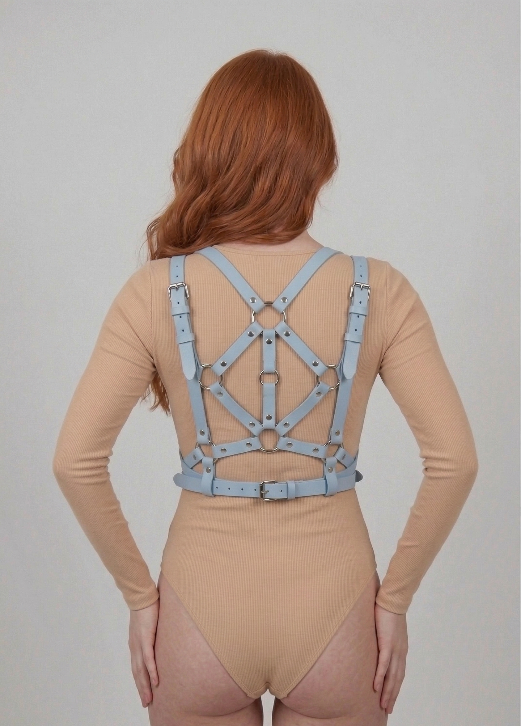 Light Blue Cage Strap Harness - side view