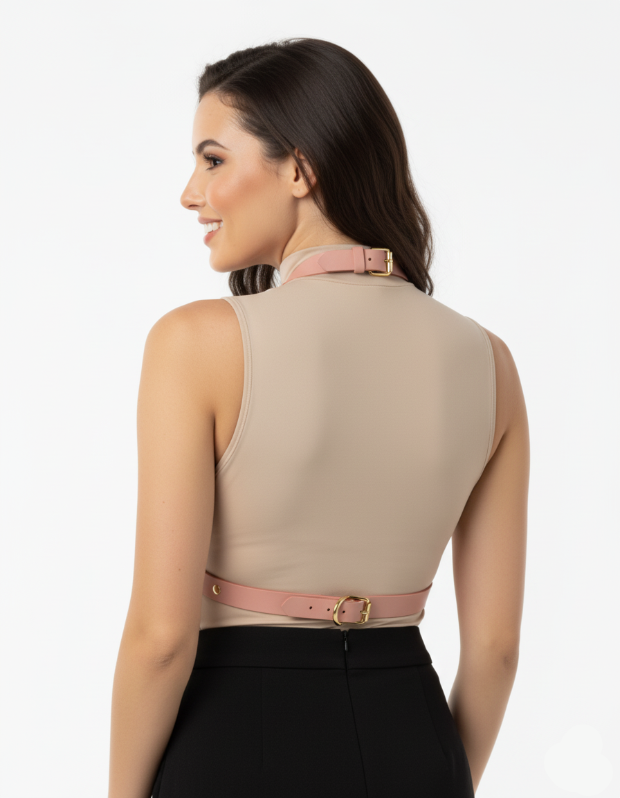 Leather Harness Top for Women Body Harness Vest - front view
