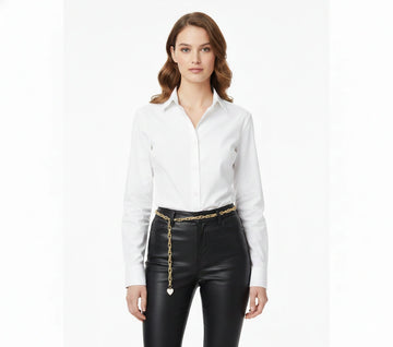 Gold Waist Chain Belt with Heart Charm - Belly Chain Body Jewelry - front view