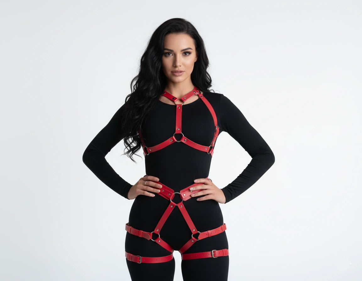 red_leather_body_harness_chest_detail_-_O-ring_hardware_and_shoulder_straps_close_up